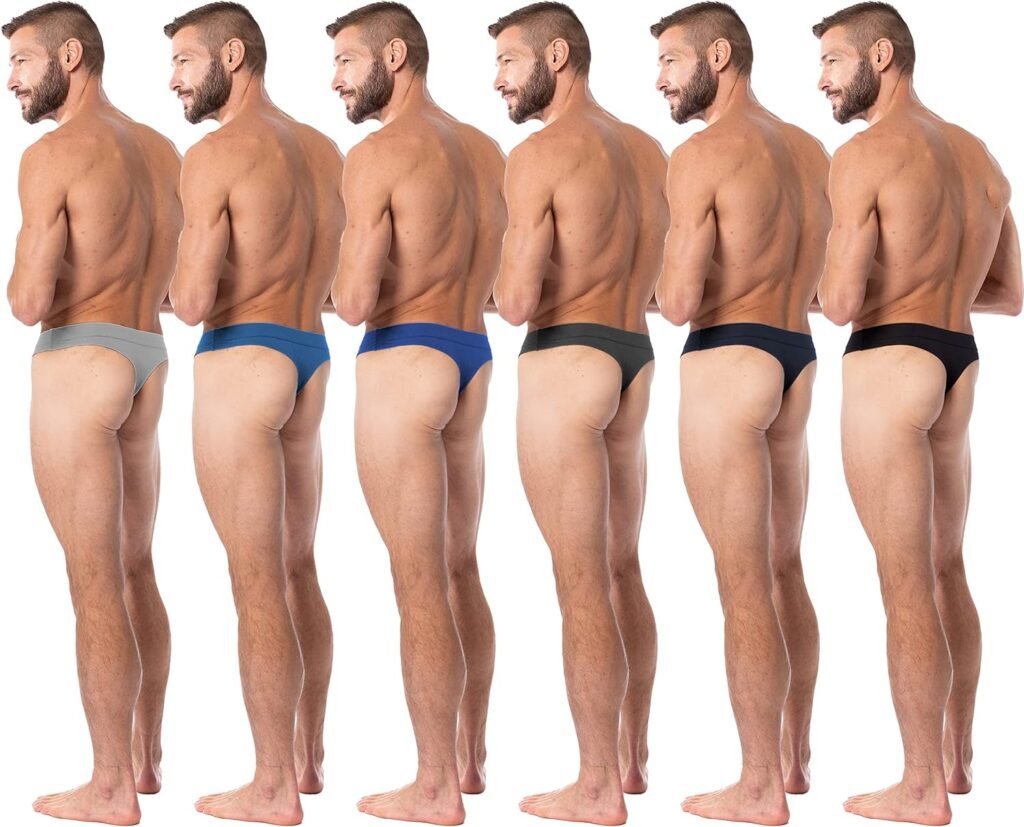 AMERICAN HEAVEN Mens 6 Pack Thong Underwear | T-Back Micro Fiber Stretch Workout Active Bikini Thongs