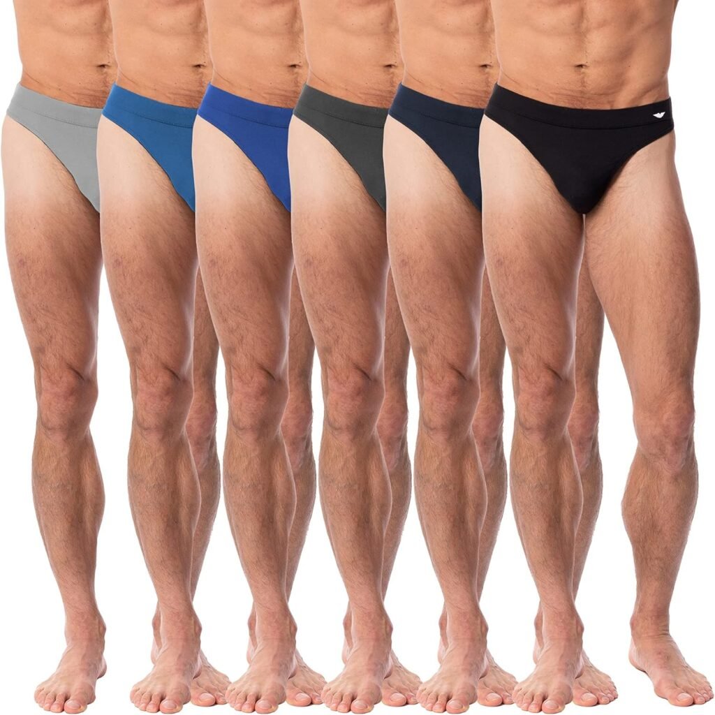 AMERICAN HEAVEN Mens 6 Pack Thong Underwear | T-Back Micro Fiber Stretch Workout Active Bikini Thongs