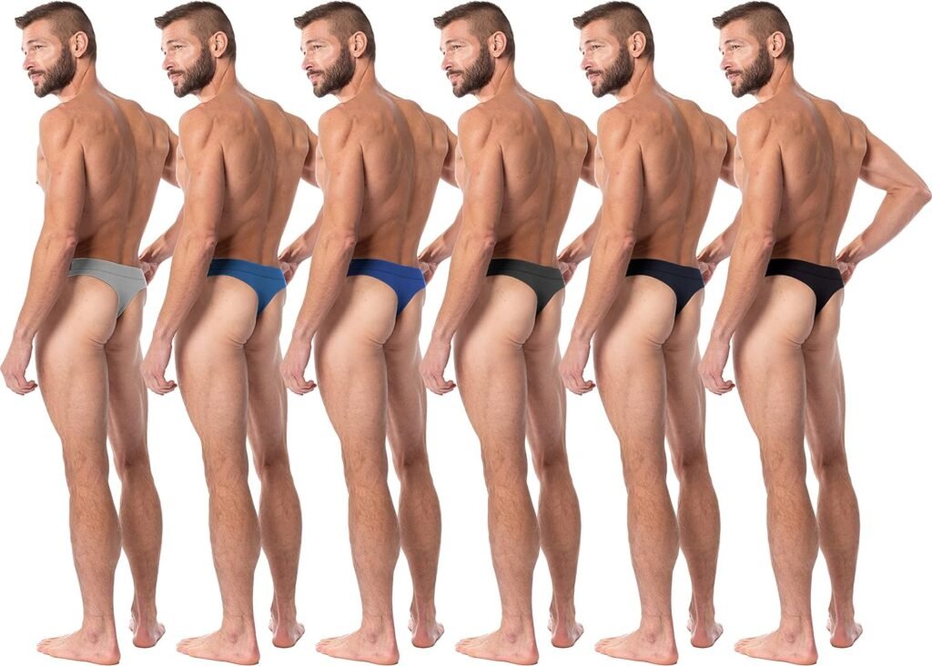 AMERICAN HEAVEN Mens 6 Pack Thong Underwear | T-Back Micro Fiber Stretch Workout Active Bikini Thongs