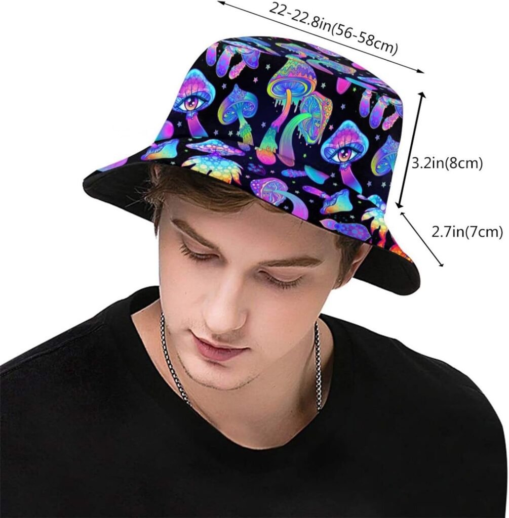 Fashion Retro 80s 90s Bucket Hat for Men Women Packable Sun Cap Rave Party Outfit Accessories Fisherman Hat