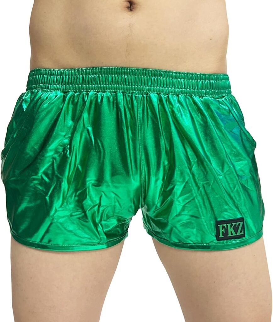 KKmeter Mens Holographic Metallic Boxer Shorts Low Rise Sport Loose Lounge Swim Trunks Swimwear