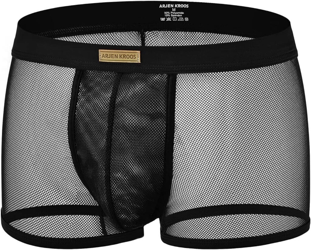 Men Sexy Mesh Boxer Briefs Low Rise Stretch Breathable Underwear Boxer