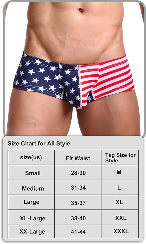 Mens Underwear,USA American Flag Sexy Boxers Briefs Soft Underwear