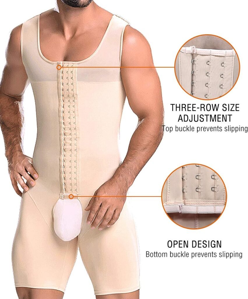 NonEcho Men Shapewear Tummy Control Full Body Shaper Slimming Bodysuit Plus Size