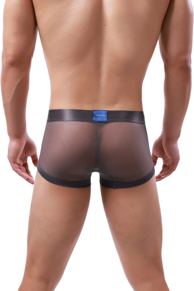 Sexy Underwear for Men Breathable Mesh Boxer Briefs Trunks