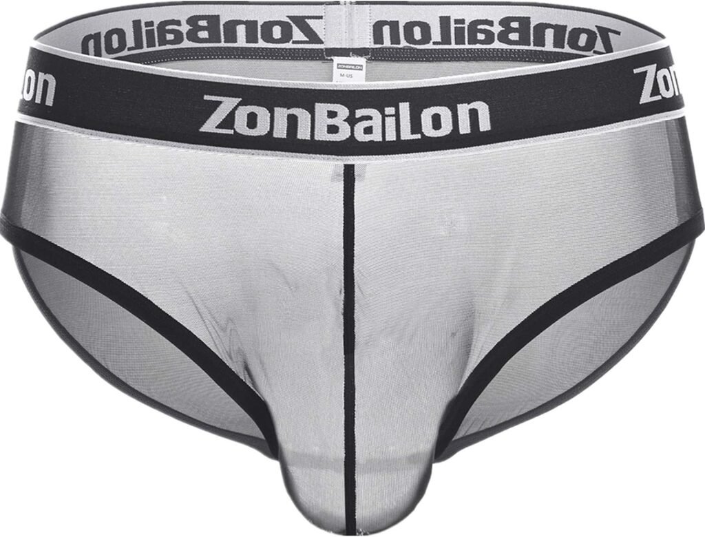 ZONBAILON Mens Thong Underwear Briefs Pack Sexy See-Through Mesh Bulge Enhancing Ball Pouch