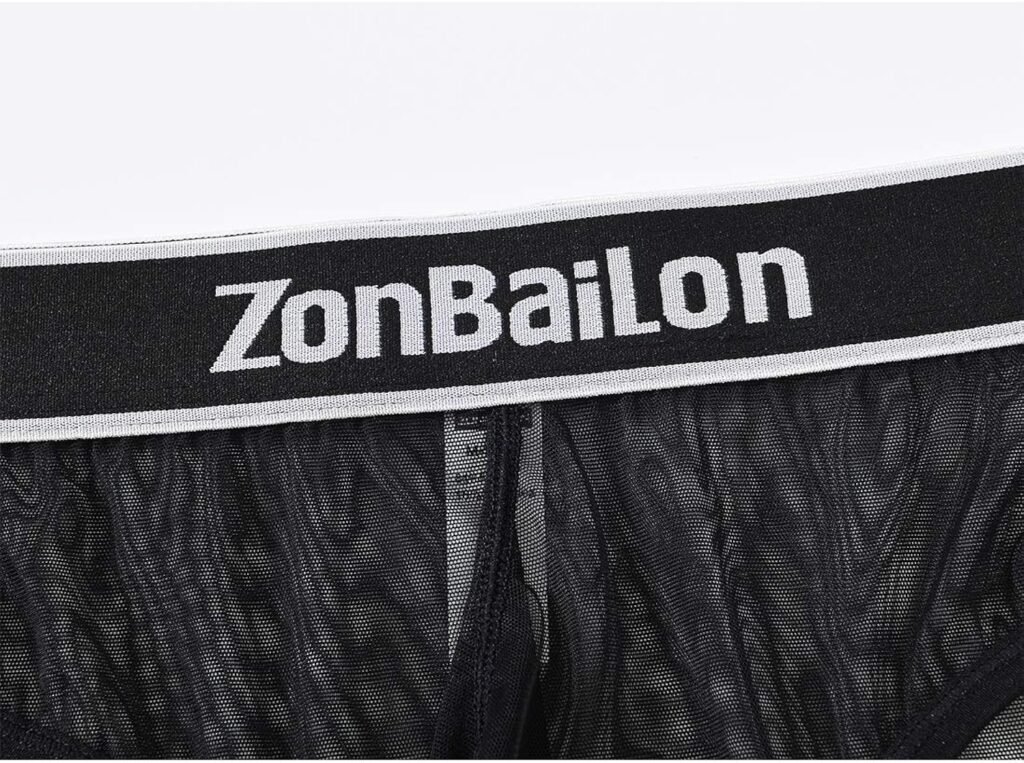 ZONBAILON Mens Thong Underwear Briefs Pack Sexy See-Through Mesh Bulge Enhancing Ball Pouch