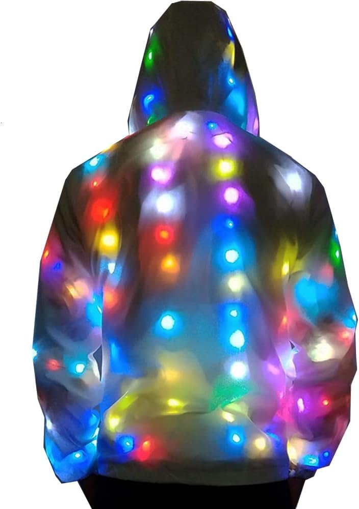 aifuu Mens Womens LED Flash Light Rave Jacket Pants Baseball Hoodies Sport Outwear Party Costume Xmas Fancy Dress…