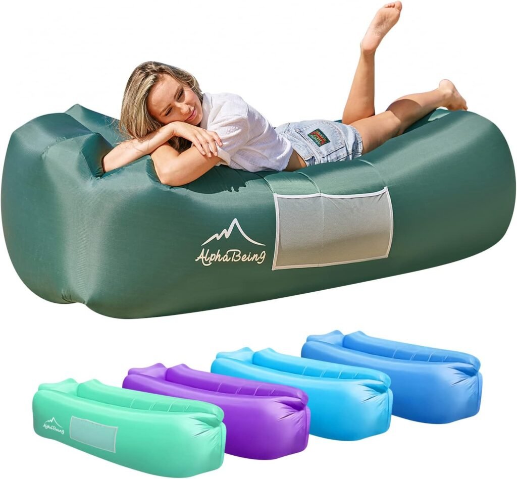 AlphaBeing Inflatable Lounger - Best Air Lounger Sofa for Camping, Hiking - Ideal Inflatable Couch for Pool and Festivals - Perfect Inflatable Beach Chair for Adults