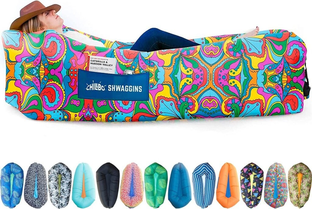 Chillbo Shwaggins Inflatable Couch – Cool Inflatable Chair. Upgrade Your Camping Accessories. Easy Setup is Perfect for Hiking Gear, Beach Chair and Music Festivals.