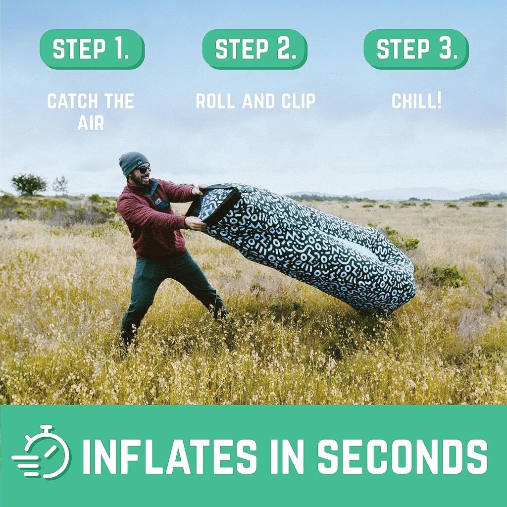 Chillbo Shwaggins Inflatable Couch – Cool Inflatable Chair. Upgrade Your Camping Accessories. Easy Setup is Perfect for Hiking Gear, Beach Chair and Music Festivals.