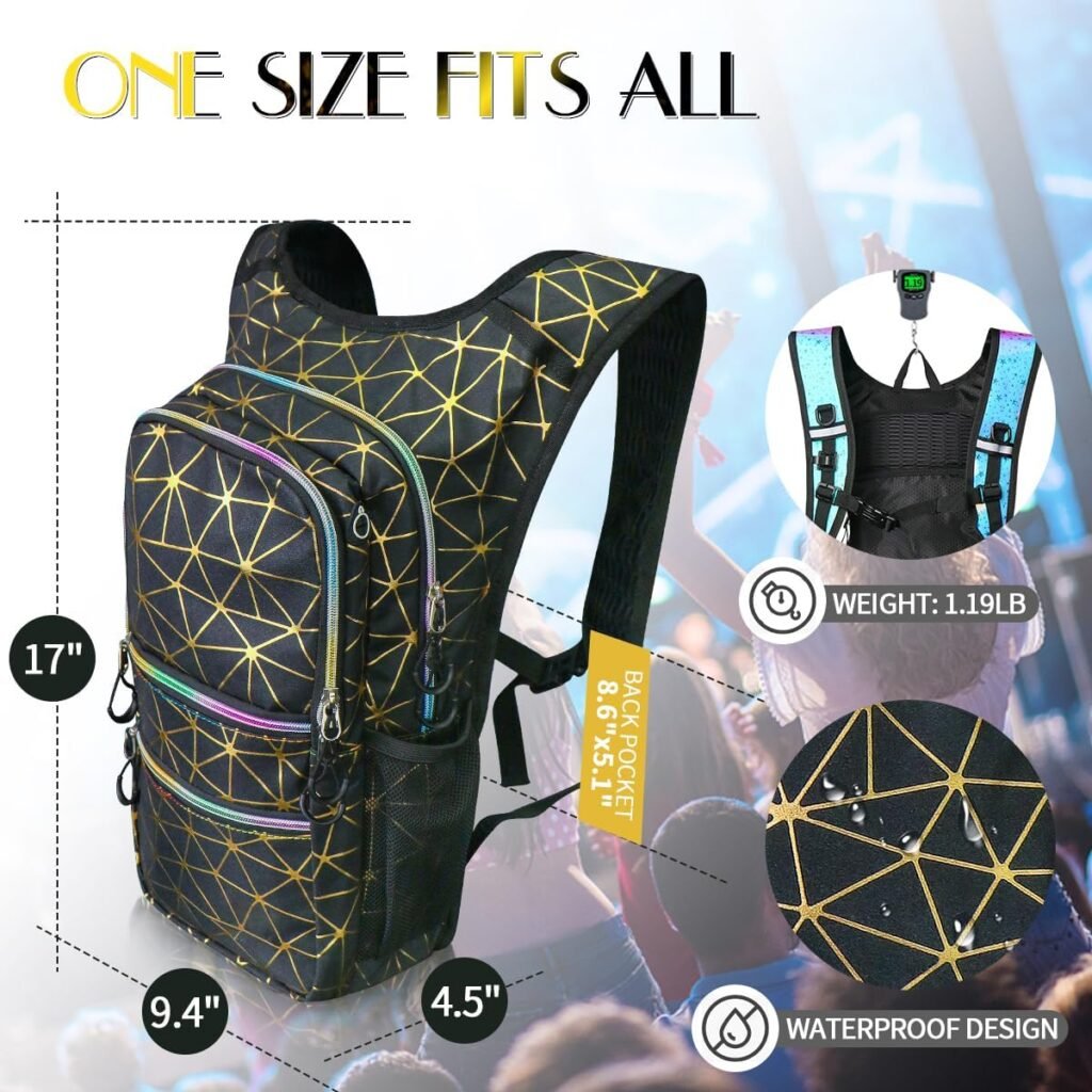 CITCAR Hydration Pack, Water Backpack with 3L Hydration Bladder Lightweight Insulation, Festival Essential, Rave Hydration Backpack, Hydropack Backpack for Rave, Hiking, Biking, Running, Festival Gear