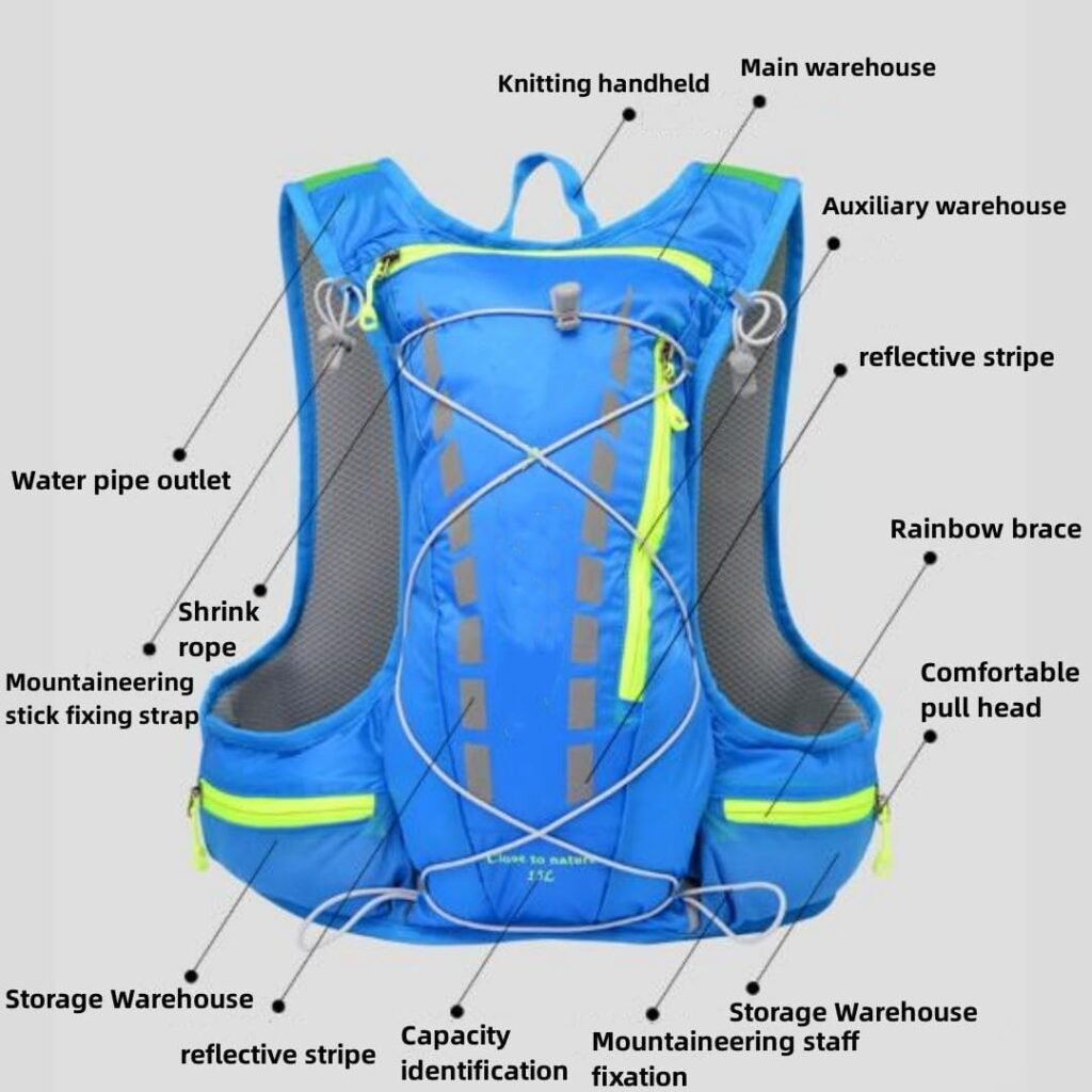 Cycling and Running Backpack Vest Bag，Outdoor Hiking Bag Off-Road Marathon Water Bag Backpack，Rave Hydration Pack Hydropack Hydro for Hiking, Running, Biking, Festival Gear