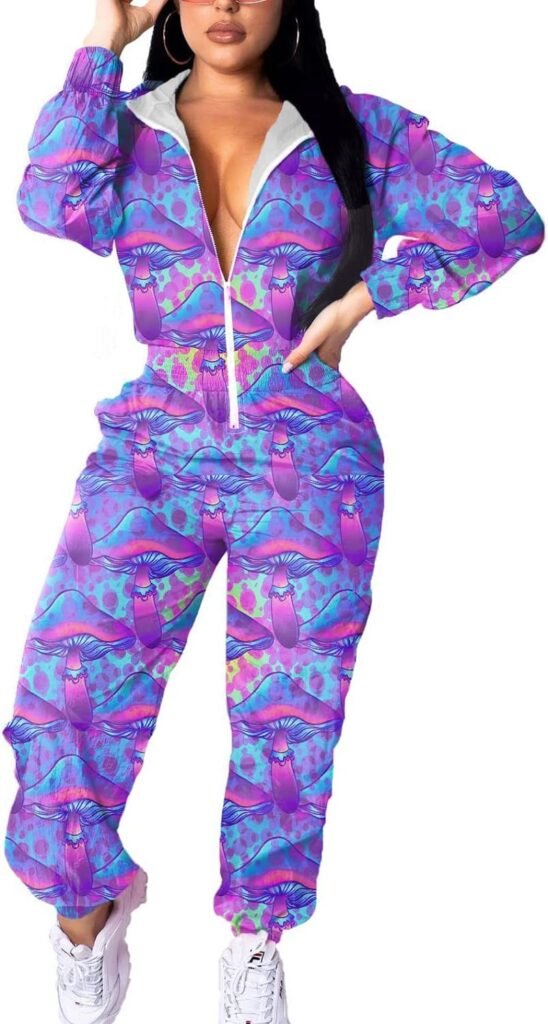 EOSIEDUR Womens Pullover Hoodies Jumpsuit Zipper Jacket Windbreaker Elastic Waistband Pants One Piece Outfits Tracksuit Set