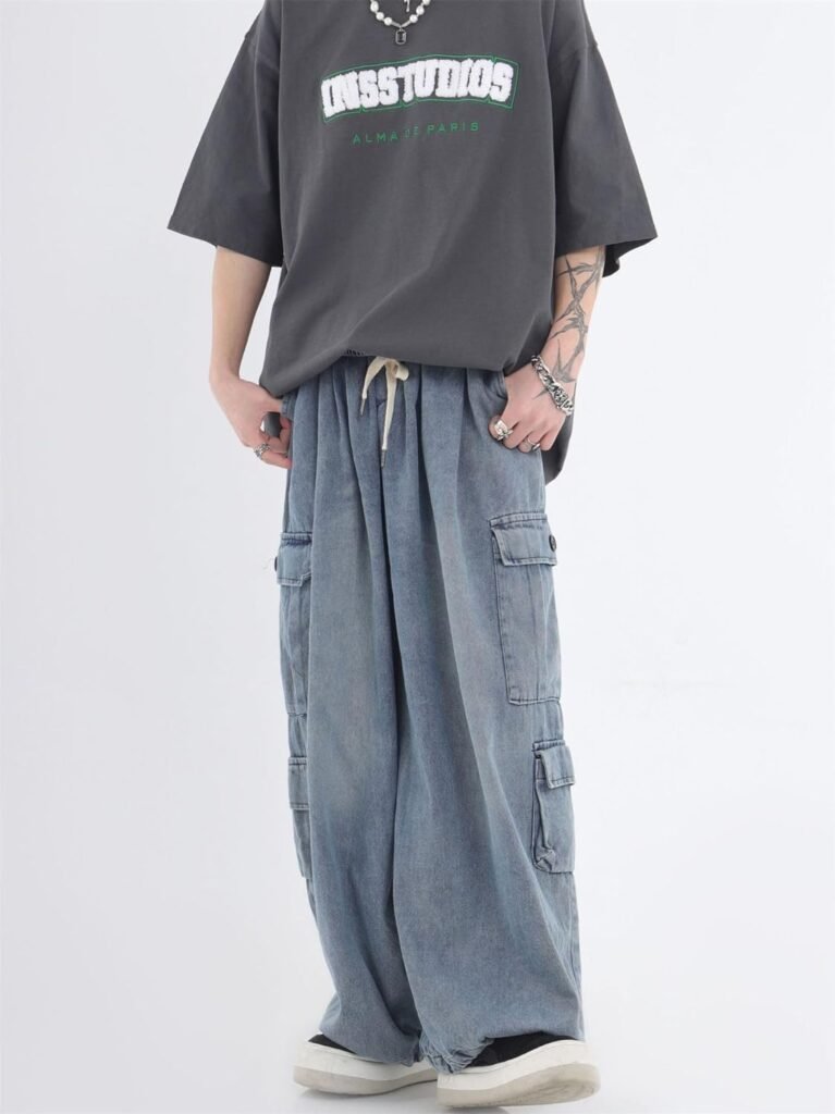 Grunge Emo Pants Y2K Baggy Jeans Fairycore Clothing Acubi Fashion Denim Cargo Sweatpant for Women Alt Goth Clothes