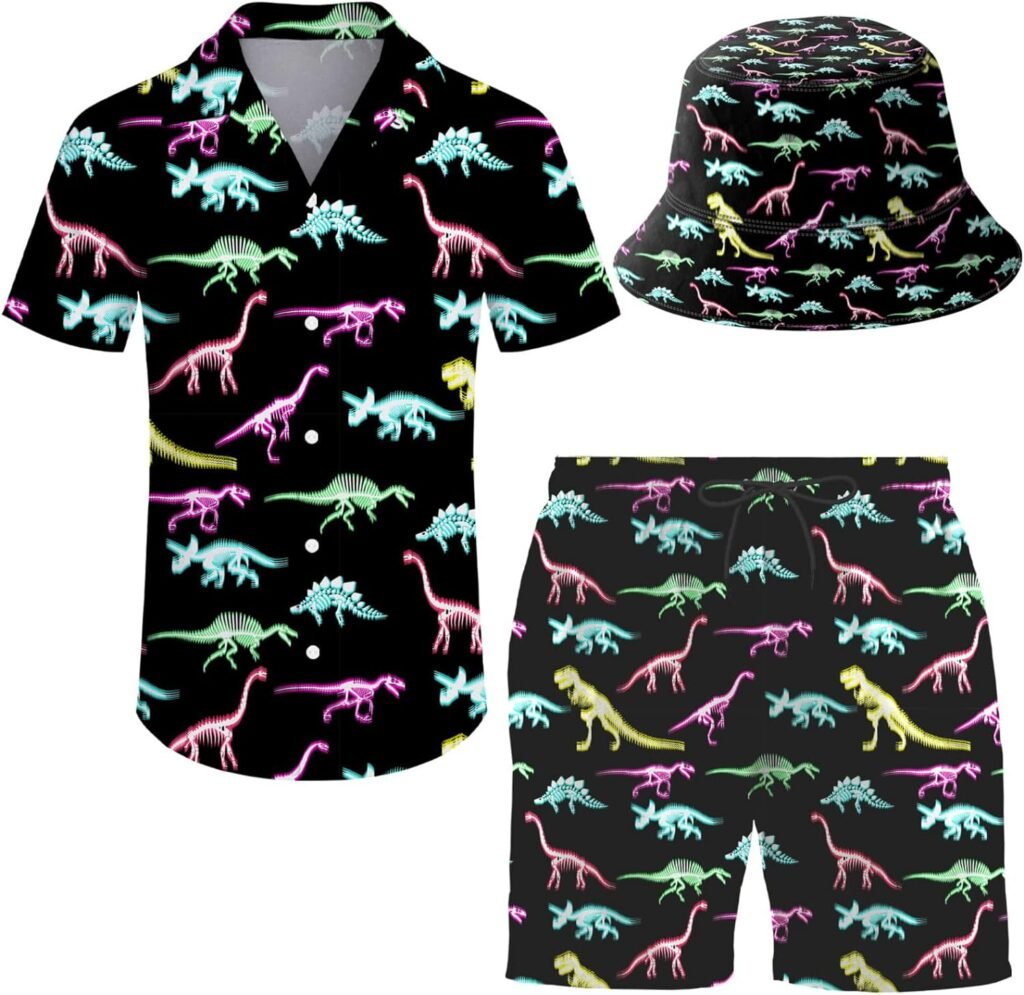 ifamawlea MenS 2 Piece Tracksuit Hawaiian Shirt Shorts Button Down Shirt And Shorts Sets With Bucket Hats