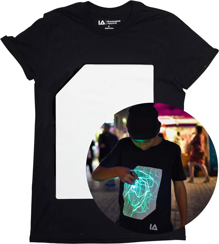 Illuminated Apparel Orignial Interactive Glow in The Dark T-Shirt - Fun for Birthday Parties  Festivals