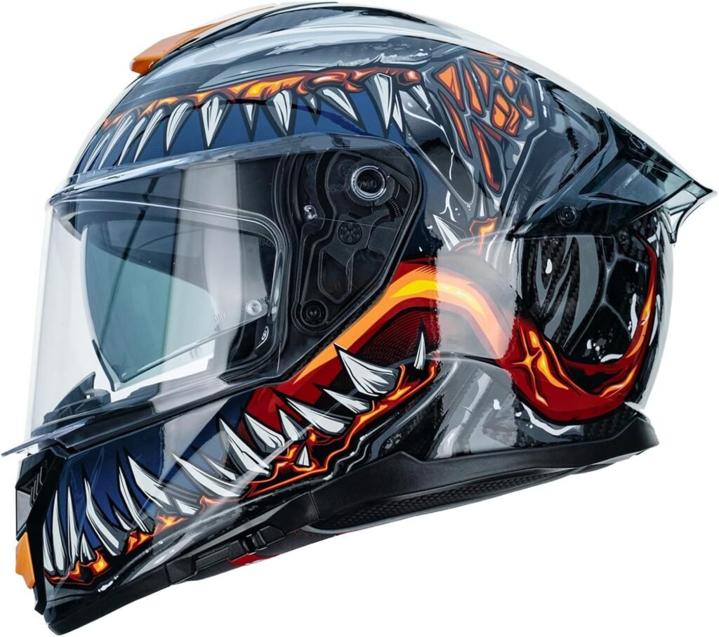 ILM Full Face Motorcycle Helmet for Adults Men Women Cascos Para Motos ATV UTV Snowmobile Motocross Helmet with Widening Visor DOT Model-861A (TheNight,L)