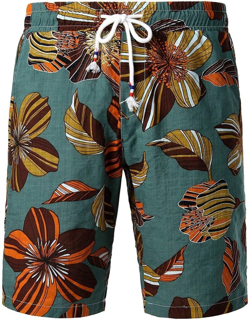JOGAL Mens Flower Casual Button Down Short Sleeve Hawaiian Shirt Suits