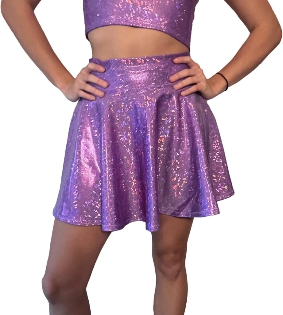 Lavender Holographic Skater Mini Skirt - Made in USA - Festival Rave Skirt - Concert Skirt - Lavender Purple Haze Skirt