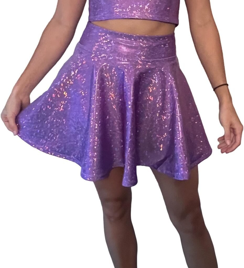 Lavender Holographic Skater Mini Skirt - Made in USA - Festival Rave Skirt - Concert Skirt - Lavender Purple Haze Skirt