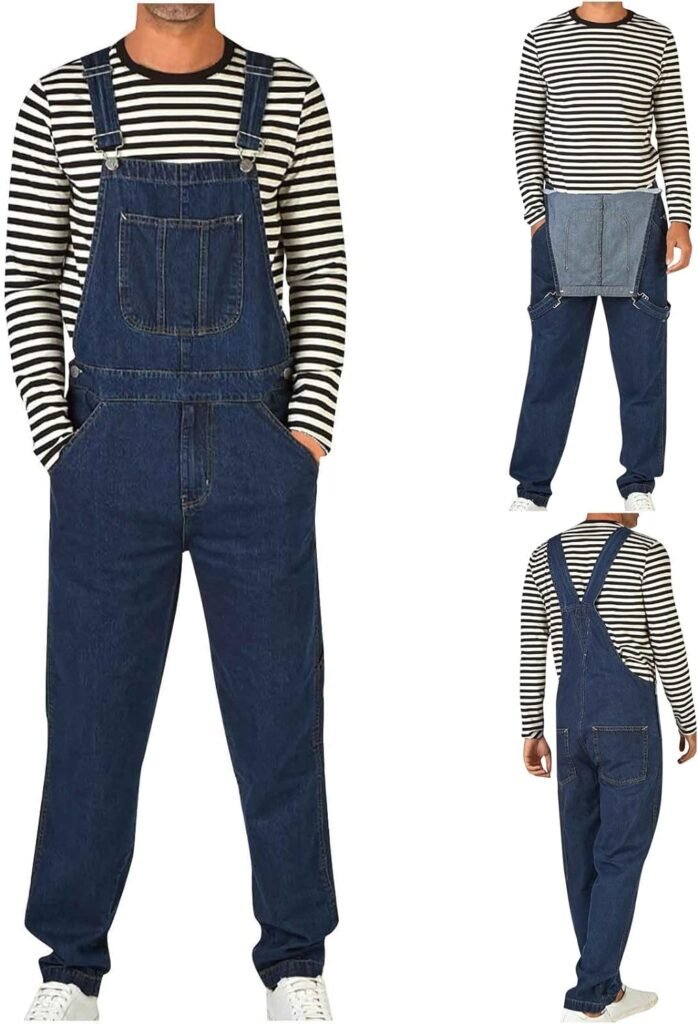 Lolmot Mens Classic Denim Overall Casual Vintage Relaxed Fit Overalls forf Men Outdoor Workwear with Adjustable Straps Pocket