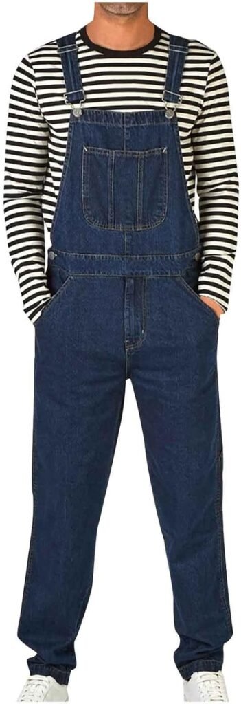 Lolmot Mens Classic Denim Overall Casual Vintage Relaxed Fit Overalls forf Men Outdoor Workwear with Adjustable Straps Pocket