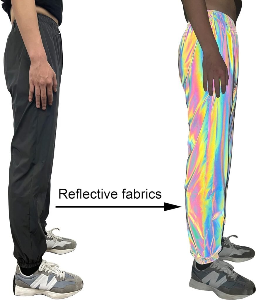 LZLRUN Rainbow Reflective Shorts Pants Men Fluorescent Trousers Casual Night Jogger