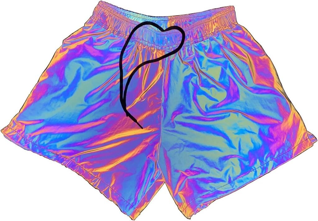 LZLRUN Rainbow Reflective Shorts Pants Women Fluorescent Trousers Casual Night Jogger