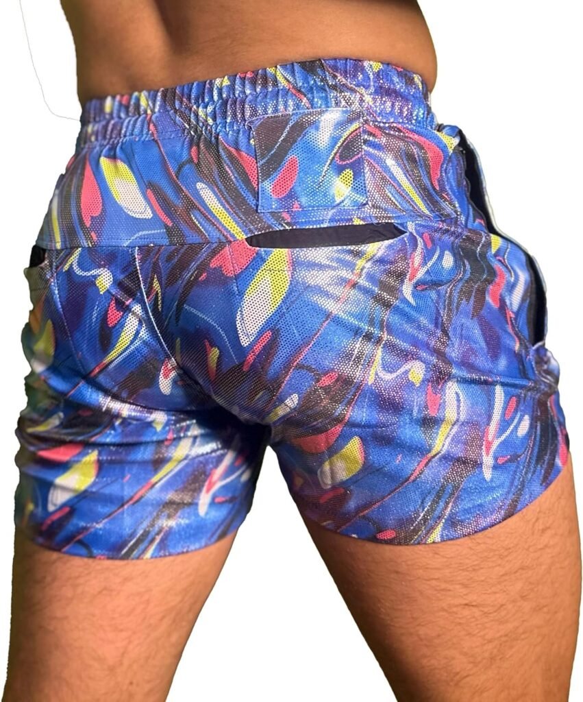 Mens Party Booty Shorts, Zippered Pockets, Rave  Festivals Shorts LGBTQ, Gay Weekender Shorts