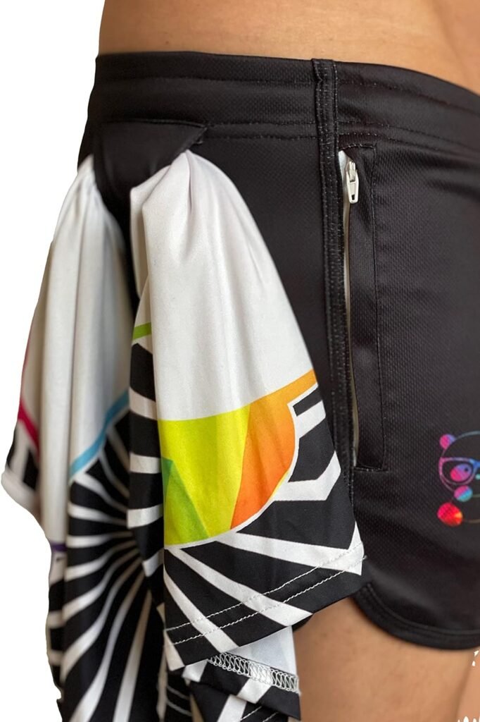 Mens Running Booty Shorts, Zippered Pockets, Rave  Party Short LGBTQ, Gay Rainbow Panda 3 in Inseam Shorts