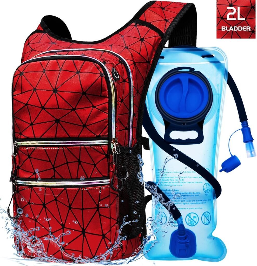 Mothybot Hydration Backpack Pack, Water Backpack 20L Capacities Included 2L Hydration Bladder, Festival Essential - Rave Hydration Pack Hydropack Hydro for Hiking, Running, Biking, Festival Gear