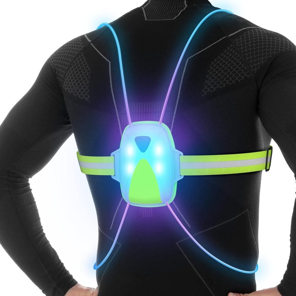 Ni-SHEN Reflective Running Vest with Front Light,Running Lights for Runners,Reflective Running Gear for Men/Women Running,Cycling or Walking, High Visibility Warning LED Lights