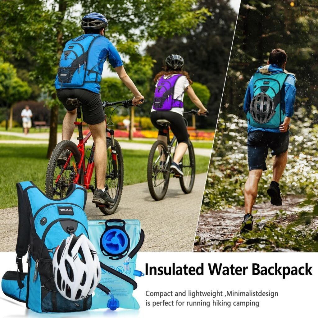 NONSAR 3L Hydration Backpack Pack with Water Bladder, Insulated Water Backpack for Women, Men, Kids, Keep Liquids Cool Up to 5 Hours, Daypack for Hiking, Running, Climbing, Rave, Festival