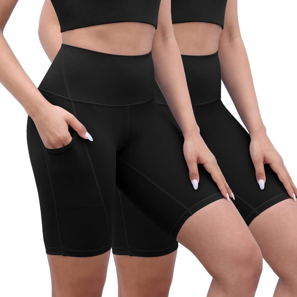 ODODOS ODLEX 2-Pack High Waist Workout Shorts for Women - 6 / 8 Tummy Control Gym Athletic Biker Shorts