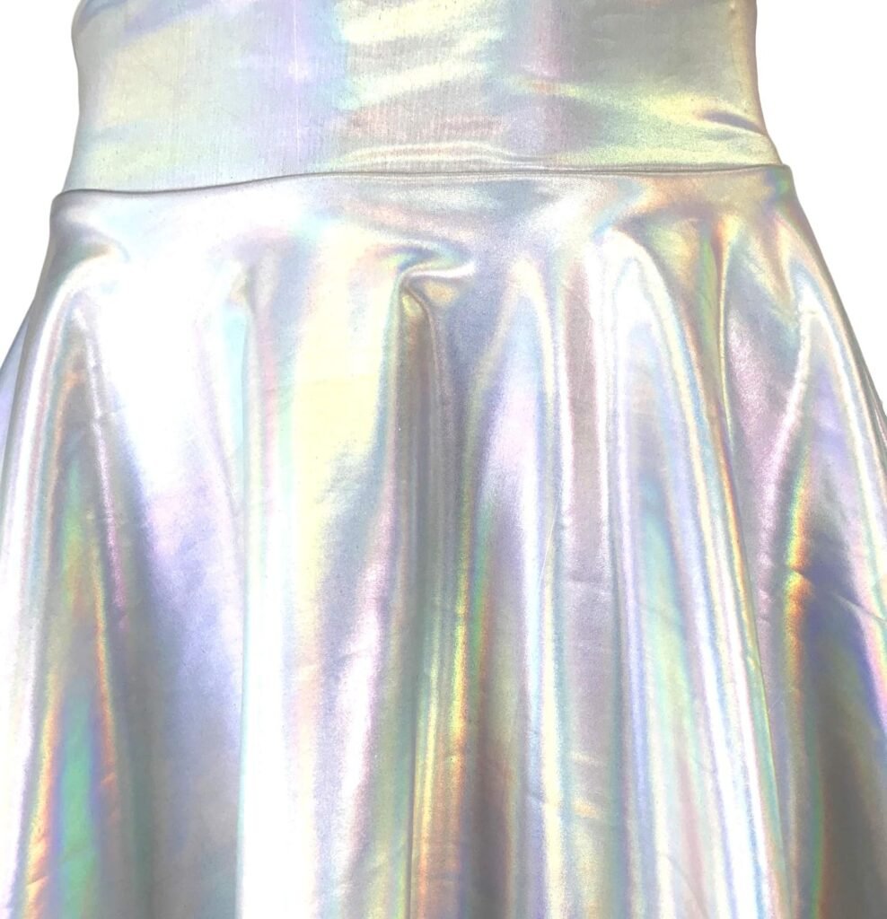 Opal Holographic Skater Skirt - Made in USA - High-Waisted Rave Skirt