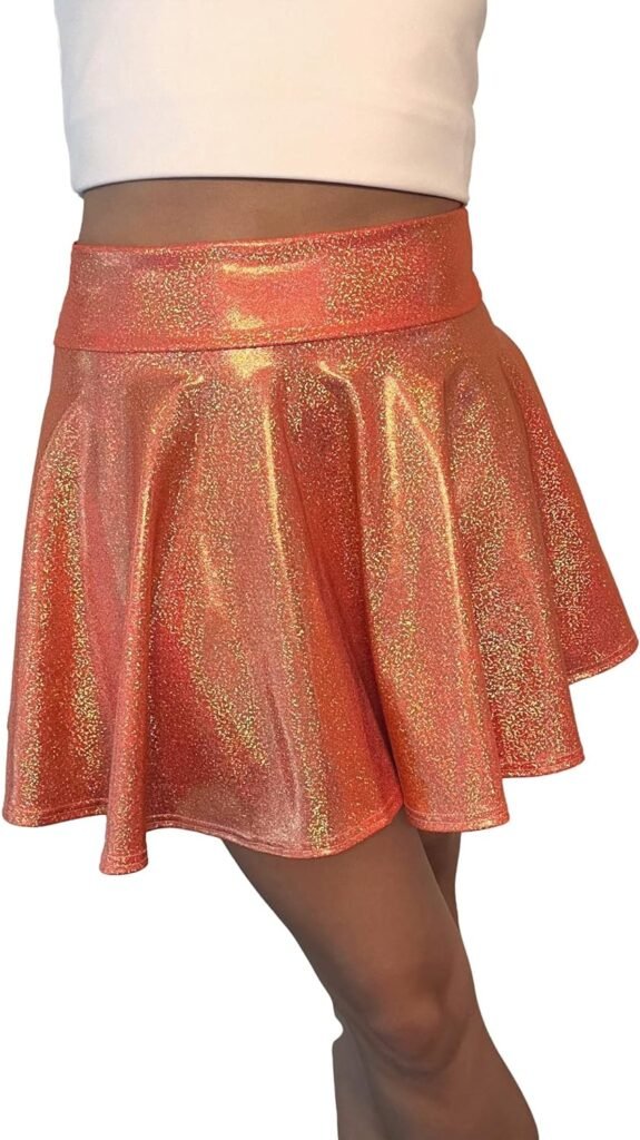 Orange Sparkle Skater Circle Skirt - Halloween Rave Mini Skirt - Made in USA