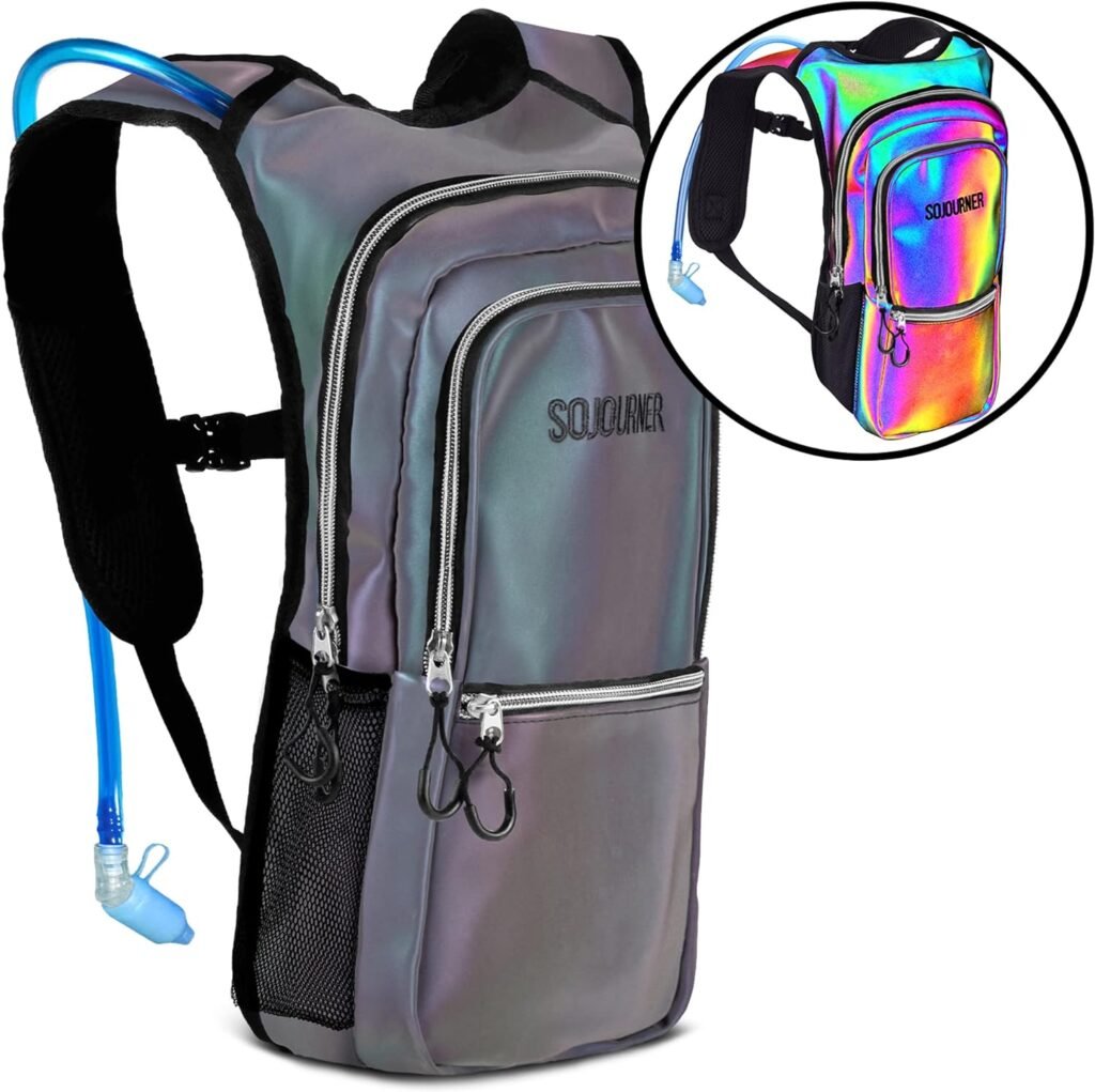 Sojourner Hydration Pack, Hydration Backpack - Water Backpack with 2l Hydration Bladder, Festival Essential - Rave Hydration Pack Hydropack Hydro for Hiking, Running, Biking, Festival Gear