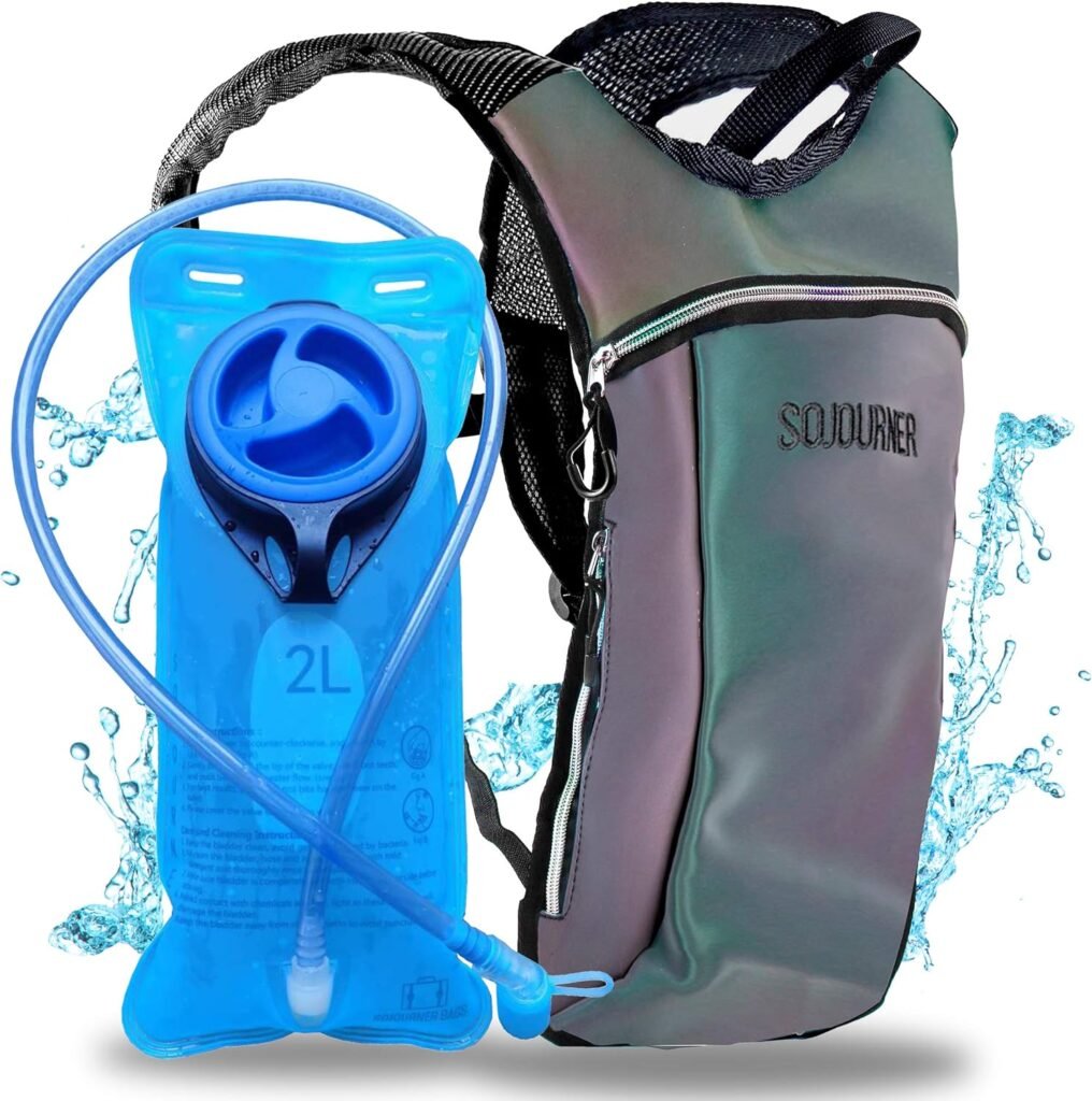 Sojourner Hydration Pack, Hydration Backpack - Water Backpack with 2l Hydration Bladder, Festival Essential - Rave Hydration Pack Hydropack Hydro for Hiking, Running, Biking, Festival Gear