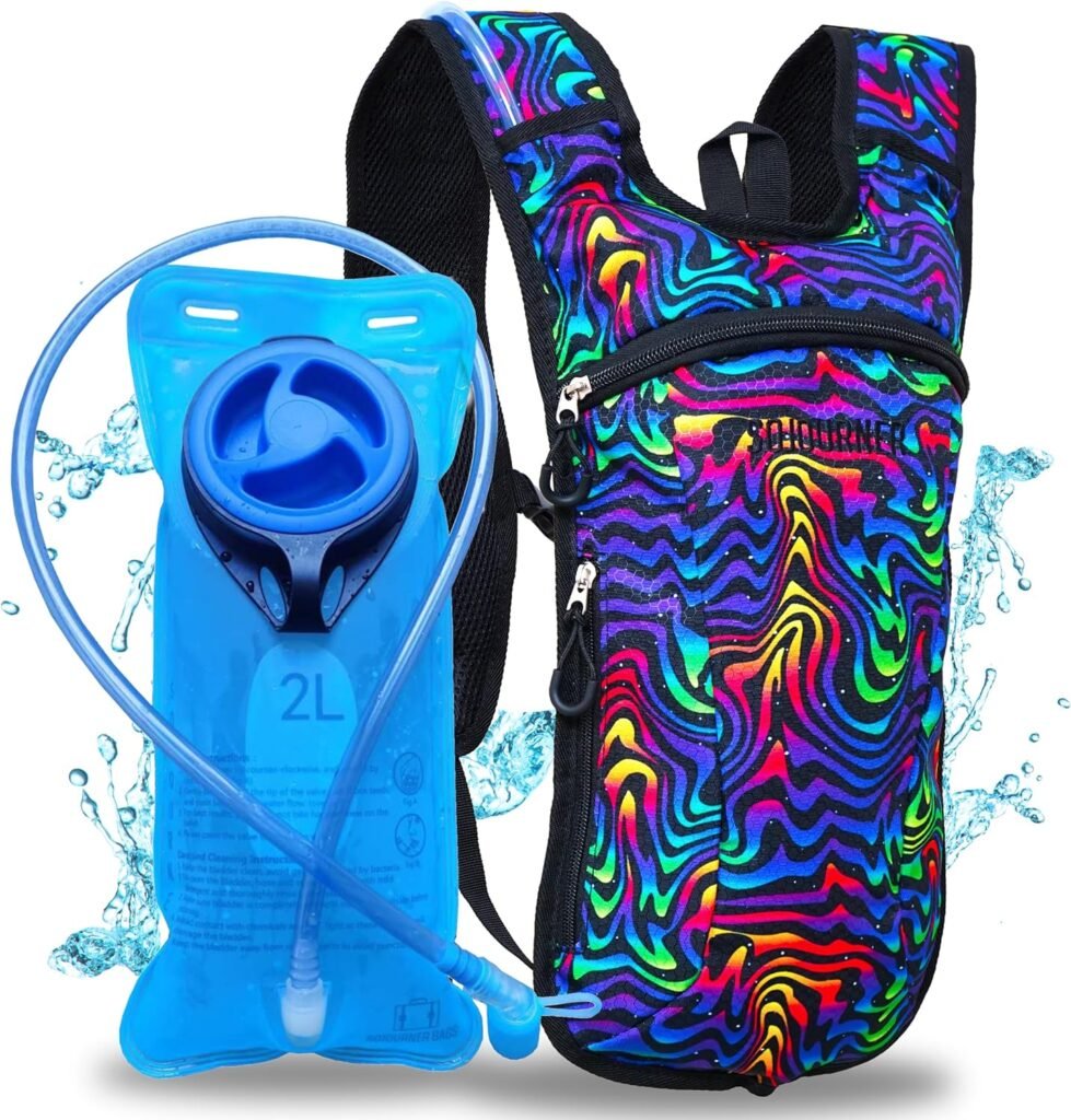 Sojourner Hydration Pack, Hydration Backpack - Water Backpack with 2l Hydration Bladder, Festival Essential - Rave Hydration Pack Hydropack Hydro for Hiking, Running, Biking, Festival Gear