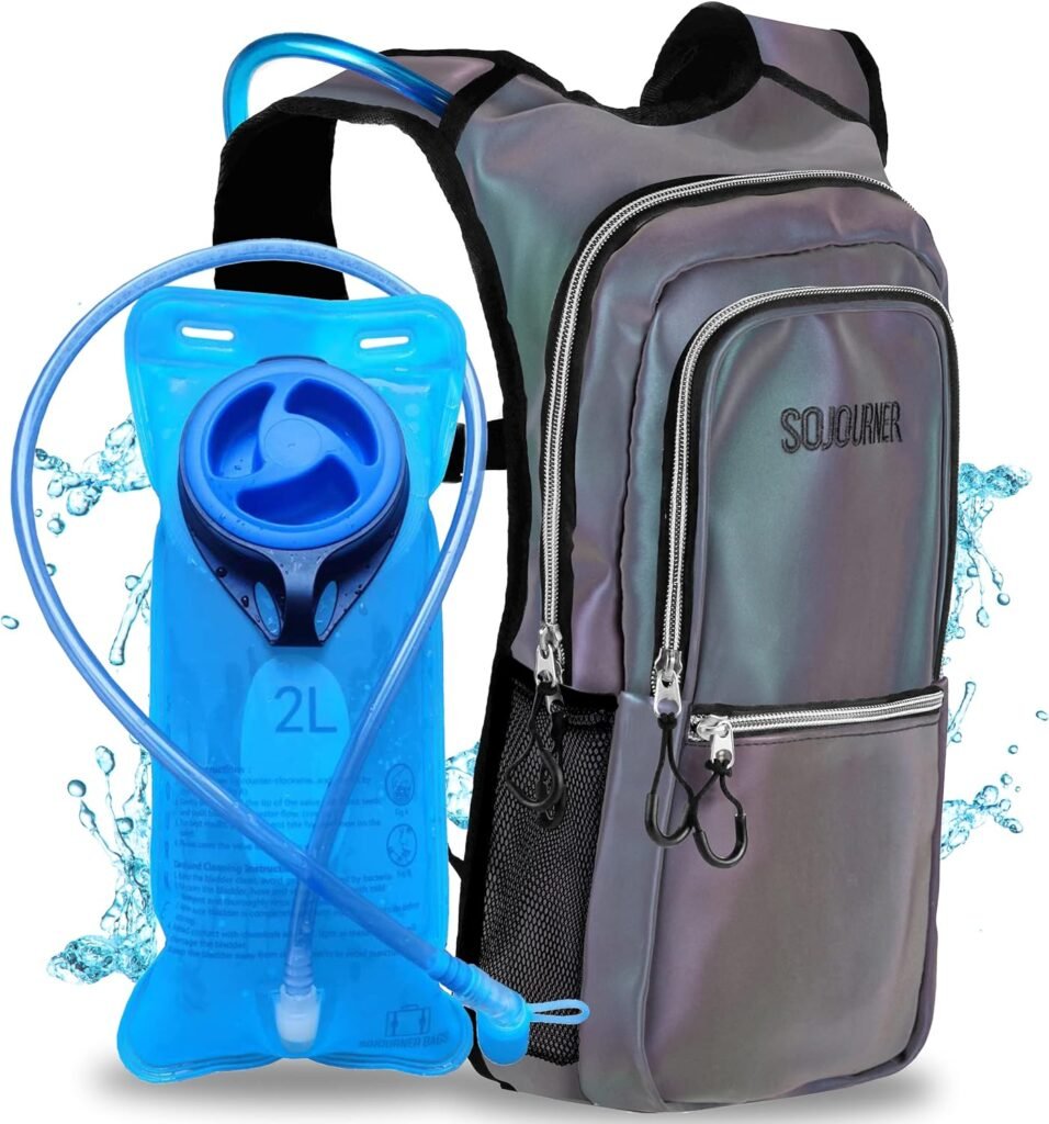 Sojourner Hydration Pack, Hydration Backpack - Water Backpack with 2l Hydration Bladder, Festival Essential - Rave Hydration Pack Hydropack Hydro for Hiking, Running, Biking, Festival Gear