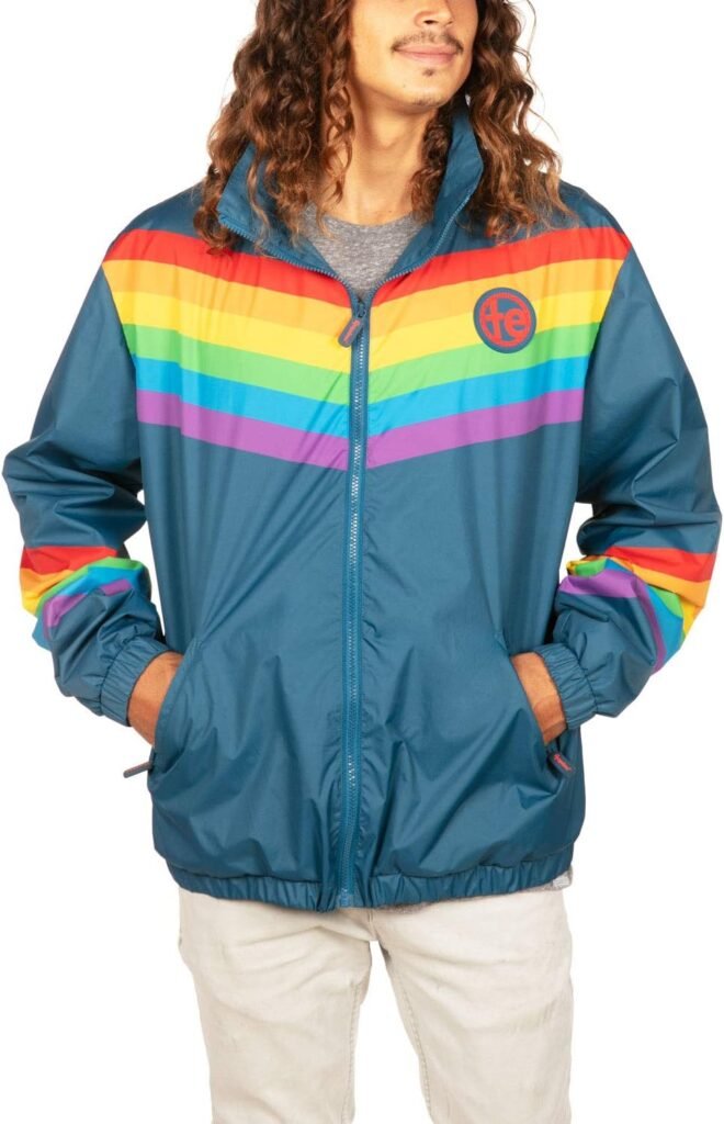 Tipsy Elves Windbreaker Jackets - Retro 80’s  90s Hooded Windbreaker Jacket