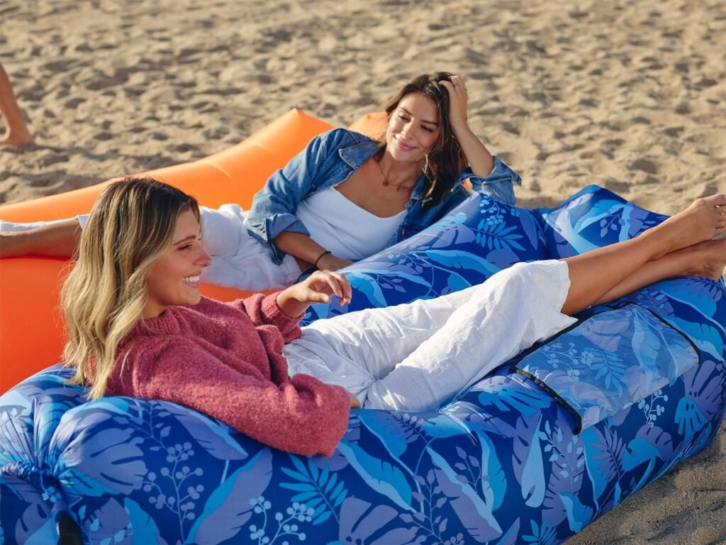 WEKAPO Inflatable Lounger Air Sofa Chair–Camping  Beach Accessories–Portable Water Proof Couch for Hiking, Picnics, Outdoor, Music Festivals  Backyard–Lightweight and Easy to Set Up Air Hammock