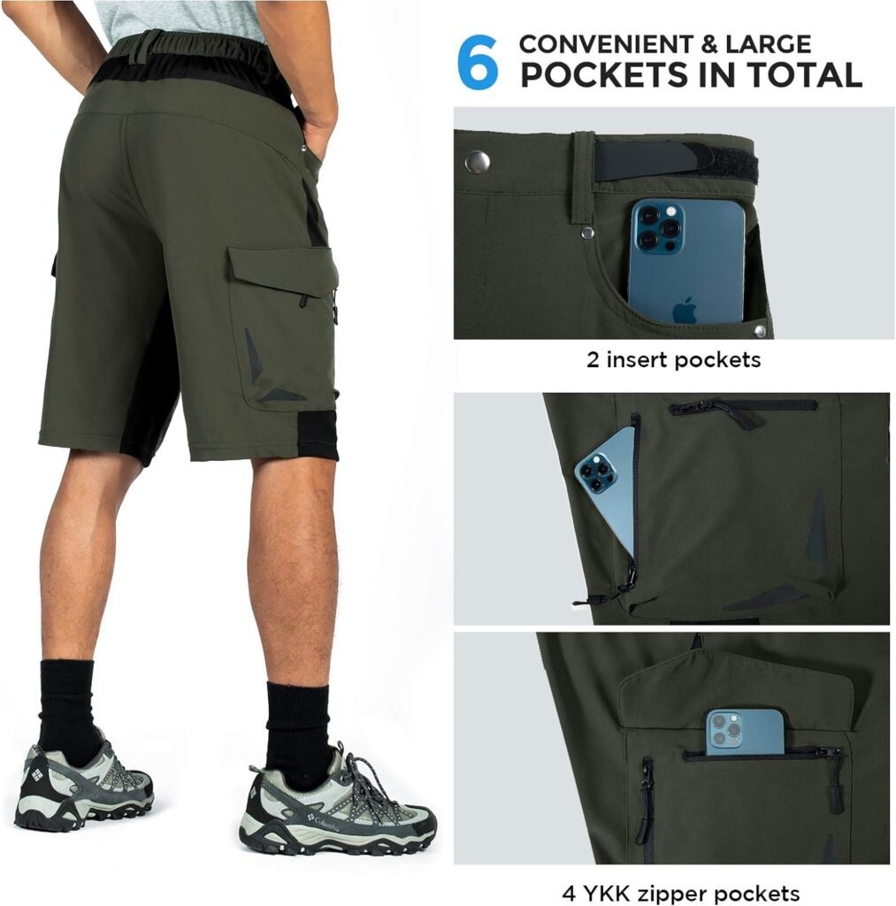 XKTTAC Mens Outdoor Quick Dry Lightweight Stretchy Shorts for Hiking, Tactical, Camping, Travel with 6 Pockets