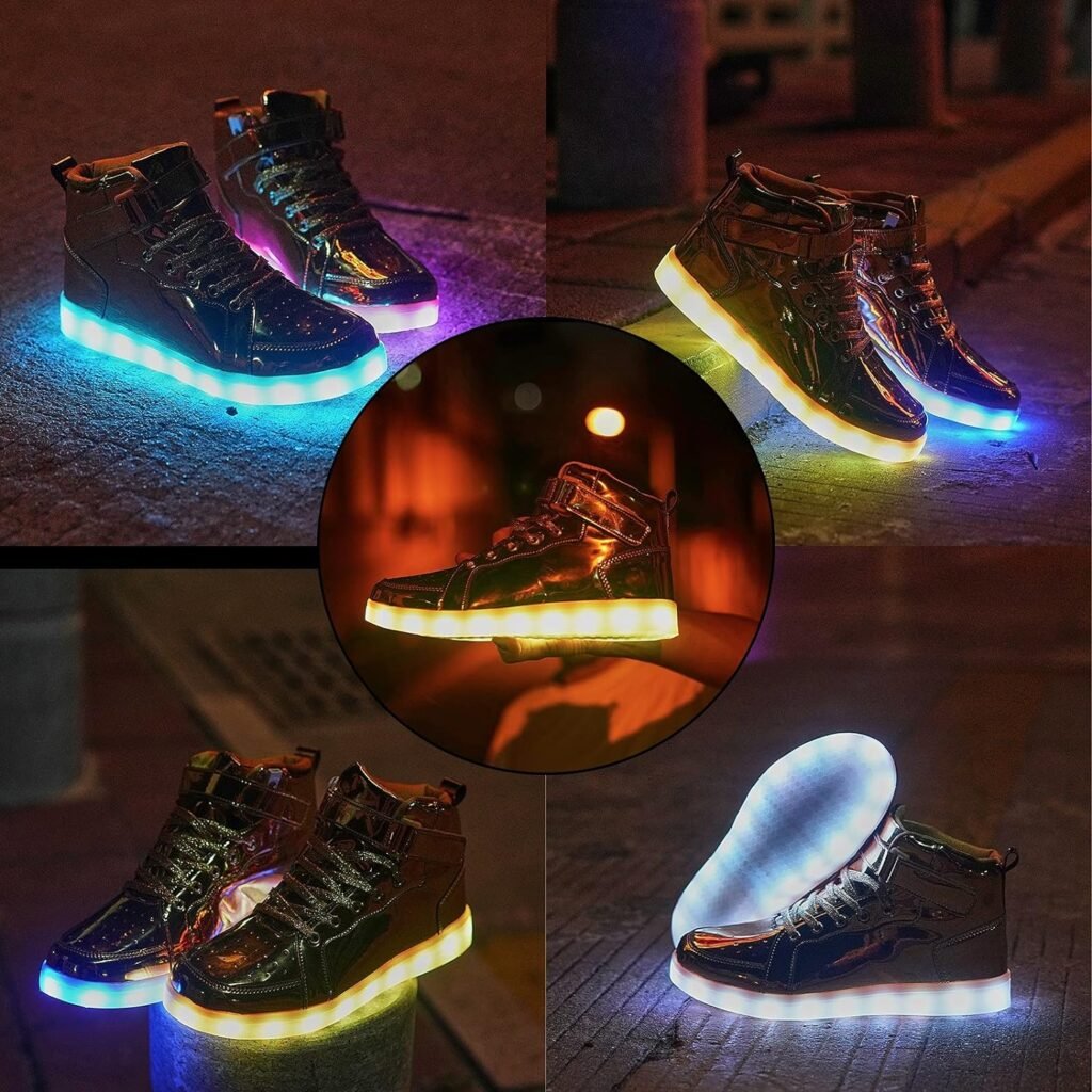 YIQIZQ Led Light Up Shoes High Top Sneakers for Women Men Hip-Hop Dancing Shoes for Halloween Christmas Party with USB Charging