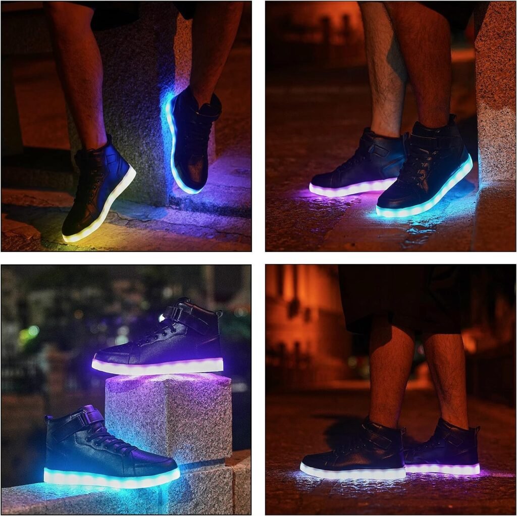 YIQIZQ Led Light Up Shoes High Top Sneakers for Women Men Hip-Hop Dancing Shoes for Halloween Christmas Party with USB Charging