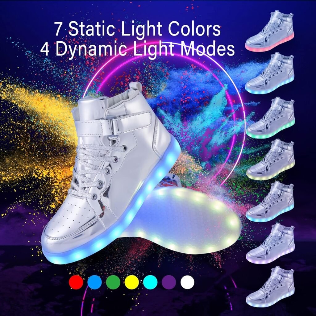 YIQIZQ Led Light Up Shoes High Top Sneakers for Women Men Hip-Hop Dancing Shoes for Halloween Christmas Party with USB Charging