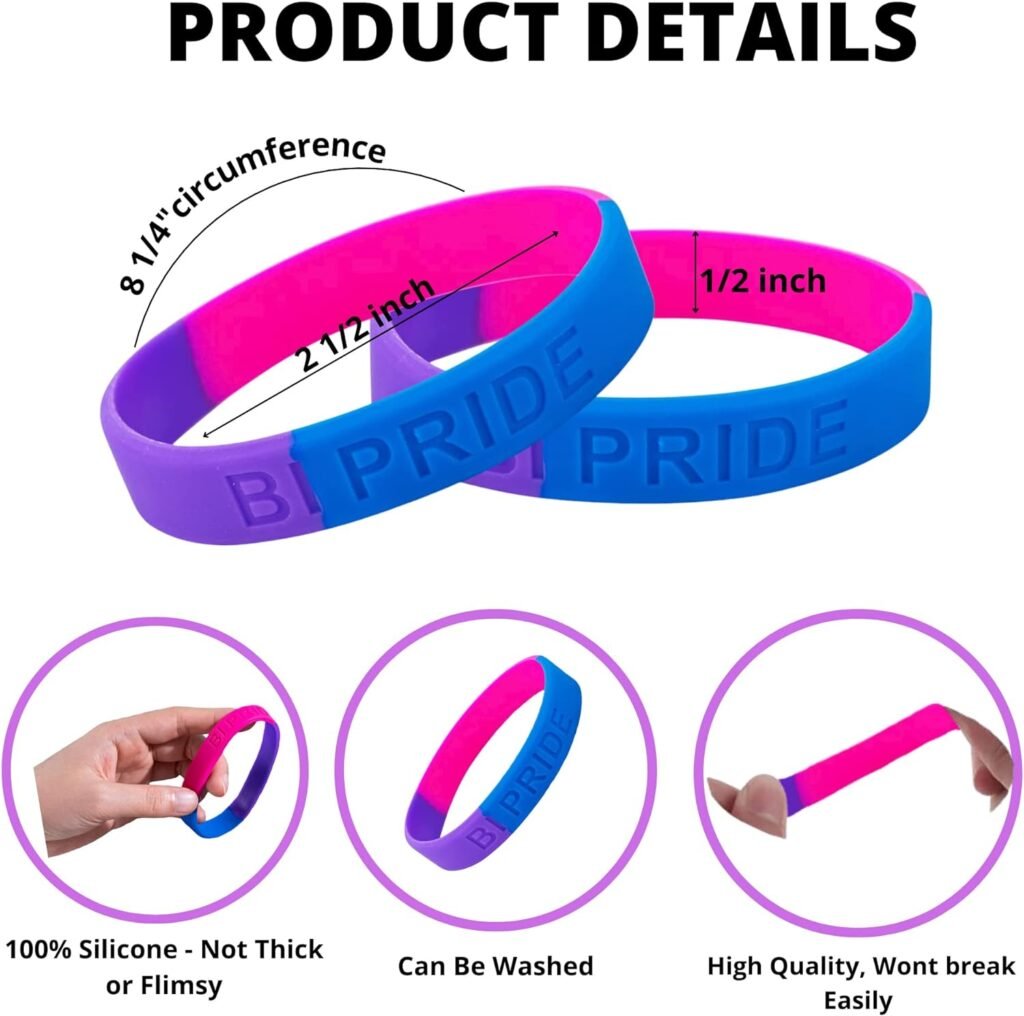 Bisexual Gay Pride Flag Silicone Awareness Bracelets - Rubber Bracelet - LGBTQ Awareness Accessories - Wristbands and Jewelry - Gay Support for Men and Women