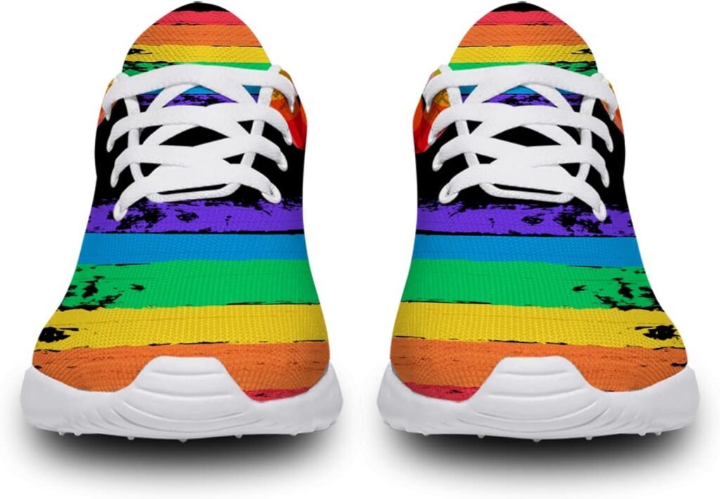 Ciadoon Pride Shoes for Men Women Running Shoes Walking Tennis Sneakers Rainbow Lips Gay Pride Lesbian LGBT Shoes Gifts for Men Women,Size 7.5 Men/9 Women White, 9 Women/7.5 Men