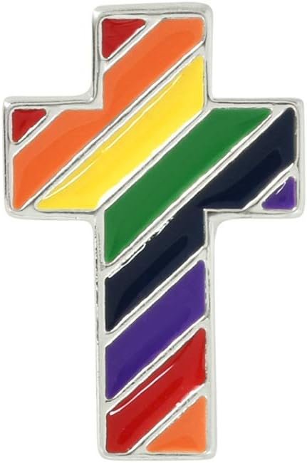 Fundraising For A Cause | Rainbow Stripe Cross Pins - Rainbow Cross Shaped Pins for LGBTQ Gay Pride Awareness